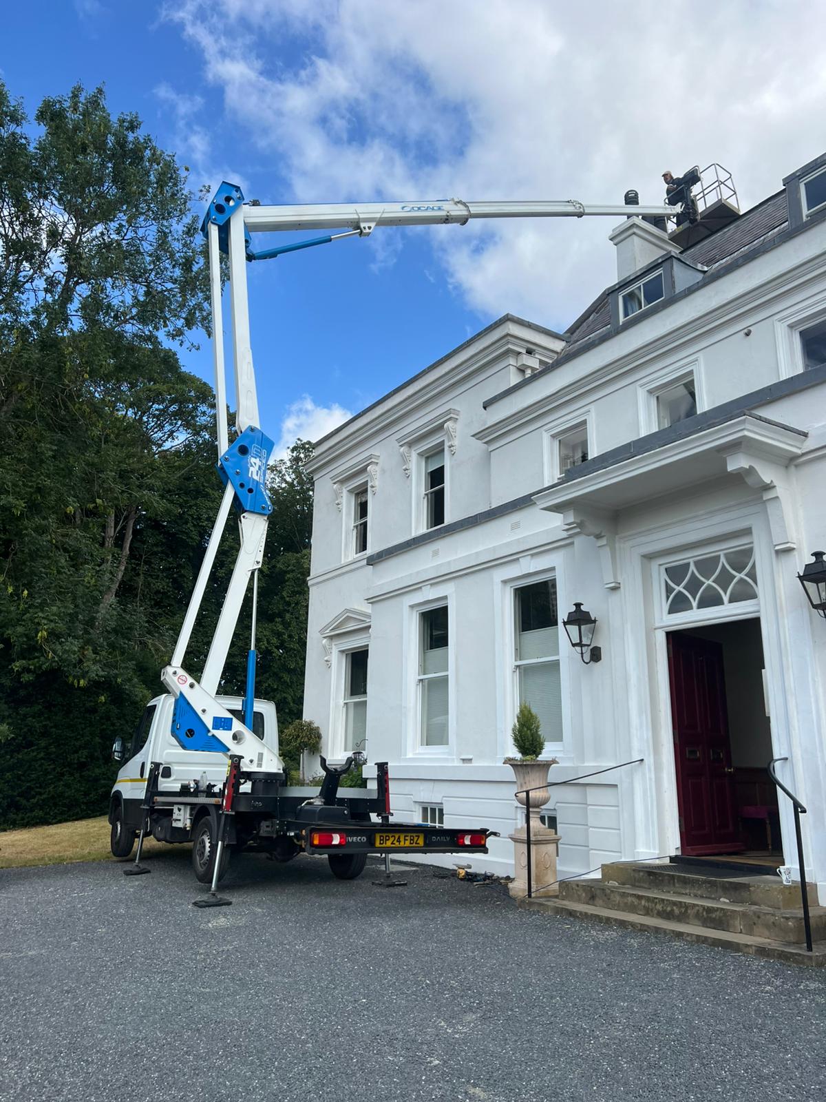 Chimney repair from cherry picker in Marston Moretaine